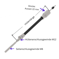 Seilzug für Radbremse - ca. 1500/1662 mm